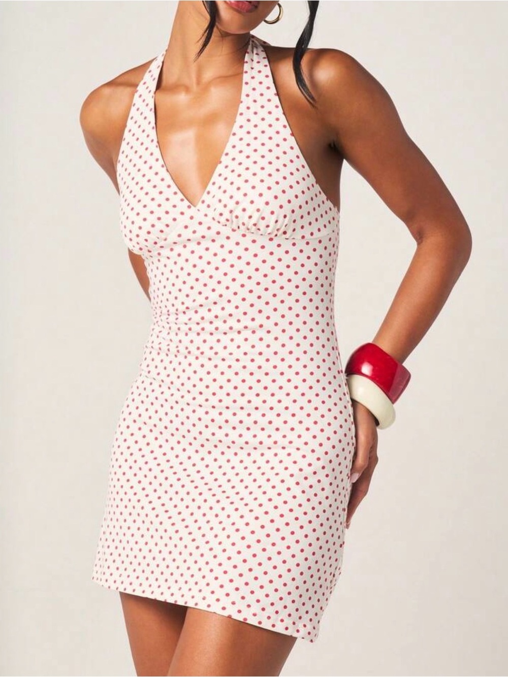 SOLD🆕🍓Missguided Vintage Polka Dot Halter Mini Dress - Picture 4 of 4